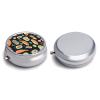 Sushi Food Pattern Pill Organizer 3 Compartment Travel Pillbox with Mirror Daily Medicine Pill Case Metal Pill Box for Purse & Pocket Portable Small Medicine Box Round Vitamin Case Container view 3