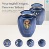 Geturns Embrace Adult Personalized Butterfly Cremation Urns for Human Ashes I Large Picture Pearl Cobalt Blue Funeral Urn for Adult Men and Women with Double Side Engraving I 200 lbs view 3