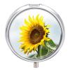 Bloom Sunflower Pill Organizer 3 Compartment Travel Pillbox with Mirror Daily Medicine Pill Case Metal Pill Box for Purse & Pocket Portable Small Medicine Box Round Vitamin Case Container view 1