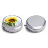 Bloom Sunflower Pill Organizer 3 Compartment Travel Pillbox with Mirror Daily Medicine Pill Case Metal Pill Box for Purse & Pocket Portable Small Medicine Box Round Vitamin Case Container view 3