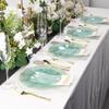 100PCS Green Plastic Plates-Crystal Design Green Wave Disposable Plates with Gold Rim, Fancy Disposable Plates Include 50 Dinner Plates, 50 Dessert/Salad Plates for Party & Christmas view 2