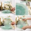 100PCS Green Plastic Plates-Crystal Design Green Wave Disposable Plates with Gold Rim, Fancy Disposable Plates Include 50 Dinner Plates, 50 Dessert/Salad Plates for Party & Christmas view 4