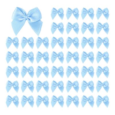 100 Pcs Mini Satin Ribbon Bows 1" Tiny Craft Bows in 1 Colors for DIY Projects, Hair Accessories, Wedding Favors, Gift Boxes & Decorations (Sky Blue)