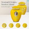Geturns Embrace Adult Personalized Doves Cremation Urns for Human Ashes I Large Picture Yellow Funeral Urn for Adult Men and Women with Double Side Engraving I 200 lbs view 3