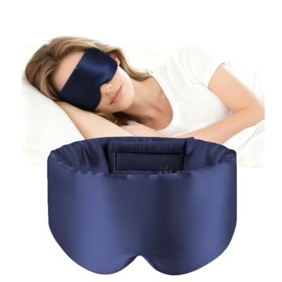 100% Mulberry Silk Sleep Mask, Large Adjustable Eye Cover for Sleeping, Comfortable, Pressure-Free and Breathable Sleeping Masks for Women Men - DarkBlue