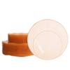 100PCS Plastic Plates-Crystal Design Orange Wave Disposable Plates with Gold Rim, Fancy Disposable Plates Include 50 Dinner Plates, 50 Dessert/Salad Plates for Party & Thanksgiving view 1