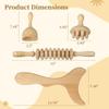 4 Wooden Body Sculpting Massage Tools Set with Contouring Gua Sha Board, Swiss Cup, Roller Stick & Mushroom Massager for Muscle and Lymphatic Wellness view 3