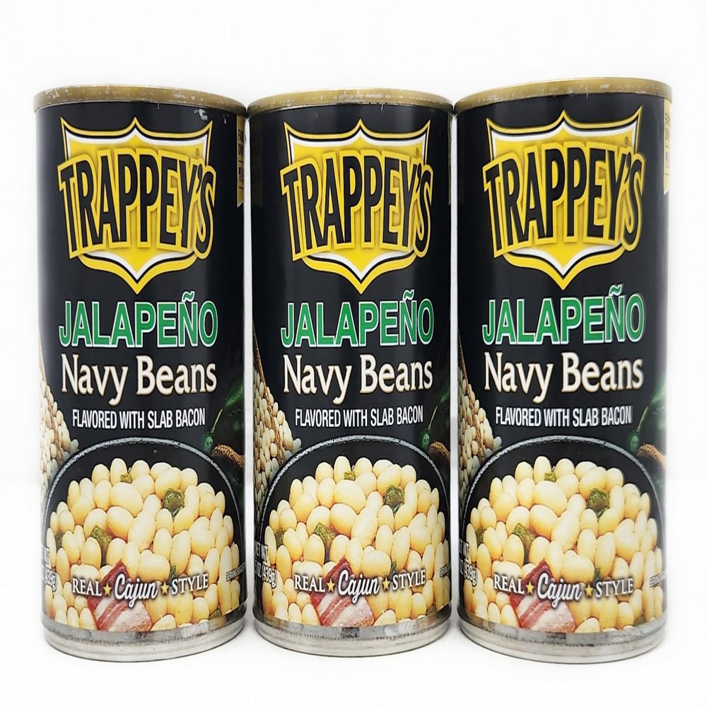 3 Pack of Canned Beans Trappeys (15.5oz, Jalapeno Navy Beans)