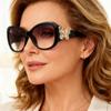 JM Bifocal Reading Sunglasses for Women Fashion Oversized Square Sun Readers Outdoor Reading Glasses UV400 Protection, Black +2.5 view 2