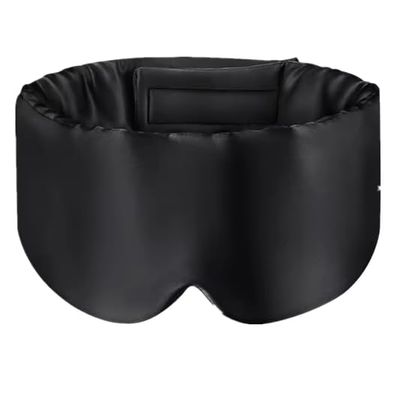 100% Mulberry Silk Sleep Mask, Large Adjustable Eye Cover for Sleeping, Comfortable, Pressure-Free and Breathable Sleeping Masks for Women Men - Black