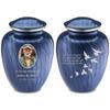 Geturns Embrace Adult Personalized Doves Cremation Urns for Human Ashes I Large Picture Pearl Cobalt Blue Funeral Urn for Adult Men and Women with Double Side Engraving I 200 lbs view 1