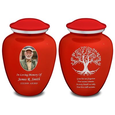 Geturns Embrace Adult Personalized Tree of Life Cremation Urns for Human Ashes I Large Picture Cobalt Blue Funeral Urn for Adult Men and Women with Double Side Engraving I 200 lbs