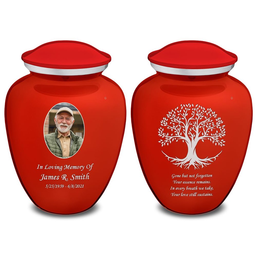 Geturns Embrace Adult Personalized Tree of Life Cremation Urns for Human Ashes I Large Picture Cobalt Blue Funeral Urn for Adult Men and Women with Double Side Engraving I 200 lbs
