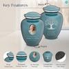 Geturns Embrace Adult Personalized Tree of Life Cremation Urns for Human Ashes I Large Picture Teal Funeral Urn for Adult Men and Women with Double Side Engraving I 200 lbs view 2