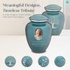 Geturns Embrace Adult Personalized Tree of Life Cremation Urns for Human Ashes I Large Picture Teal Funeral Urn for Adult Men and Women with Double Side Engraving I 200 lbs view 3