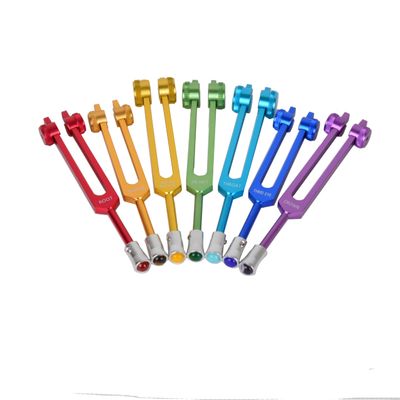 FMTY Weighted Tuning Fork Set for Chakra Healing Aluminum Alloy Tuning Forks Mallet Chakra Bags Crystal Feet | Sound Therapy Meditation Yoga Energy Healing Tools (7 pcs with crystal feet)