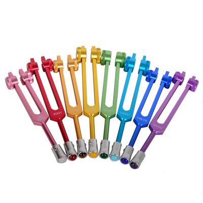 FMTY Weighted Tuning Fork Set for Chakra Healing Aluminum Alloy Tuning Forks Mallet Chakra Bags Crystal Feet | Sound Therapy Meditation Yoga Energy Healing Tools (8 pcs with crystal feet)