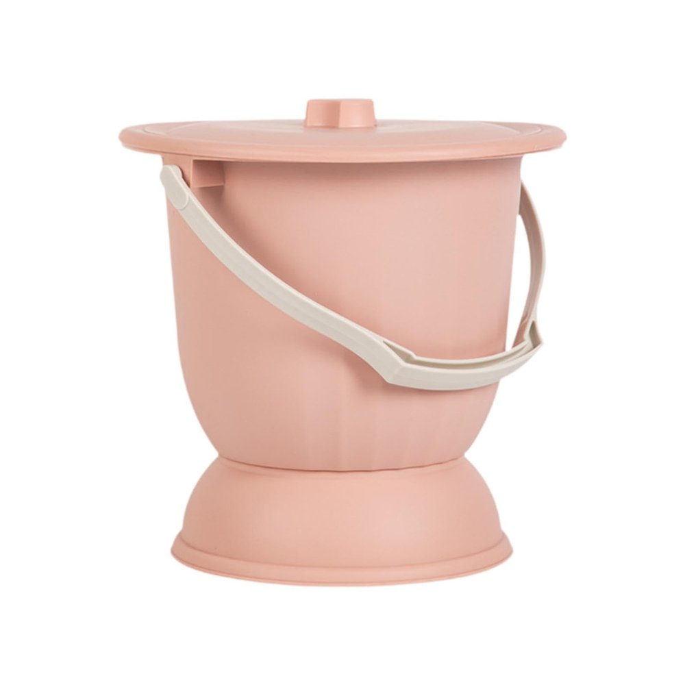 NineLife Basics Portable Commode Bucket for Nighttime Use, Pink