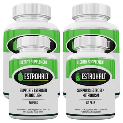 Estrohalt 4 Pack - Diindolylmethane (DIM) and Indole 3 Carbinol (I3C) Supplement for Men & Women - 240 Pills