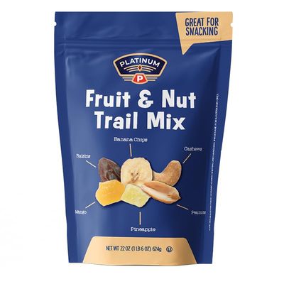 Platinum - Fruit and Nut Trail Mix - 22 oz Resealable Bag | Banana Chips, Raisins, Mango, Pineapple, Cashews & Peanuts | Healthy Snack Mix for On-the-Go, Hiking, Lunchboxes & More | Fresh & Crunchy