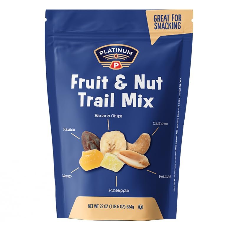 Platinum - Fruit and Nut Trail Mix - 22 oz Resealable Bag | Banana Chips, Raisins, Mango, Pineapple, Cashews & Peanuts | Healthy Snack Mix for On-the-Go, Hiking, Lunchboxes & More | Fresh & Crunchy