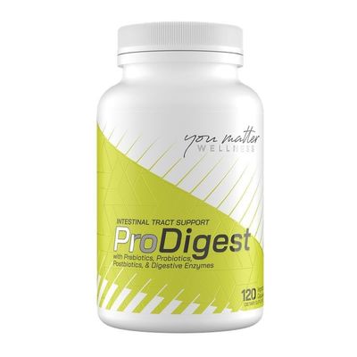 You Matter Wellness ProDigest Digestive Enzymes with Prebiotics, Probiotics, Postbiotics, Gut Health Supplement for Bloating, Indigestion & Regularity 120 Veg Caps, YMW