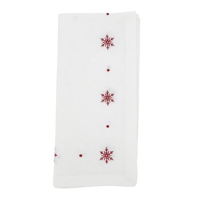 20 in. Winter Wonderland Square Napkin with Embroidered Snowflakes White - Set of 4