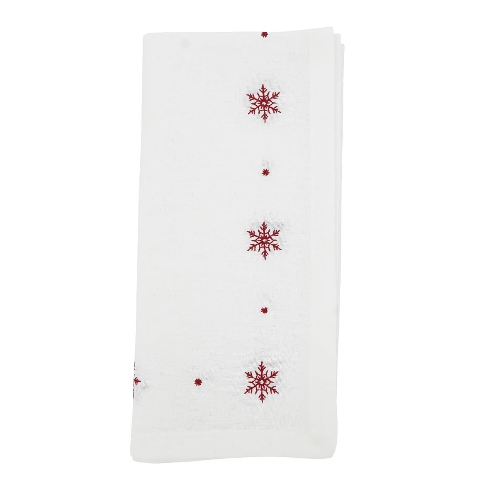 20 in. Winter Wonderland Square Napkin with Embroidered Snowflakes White - Set of 4