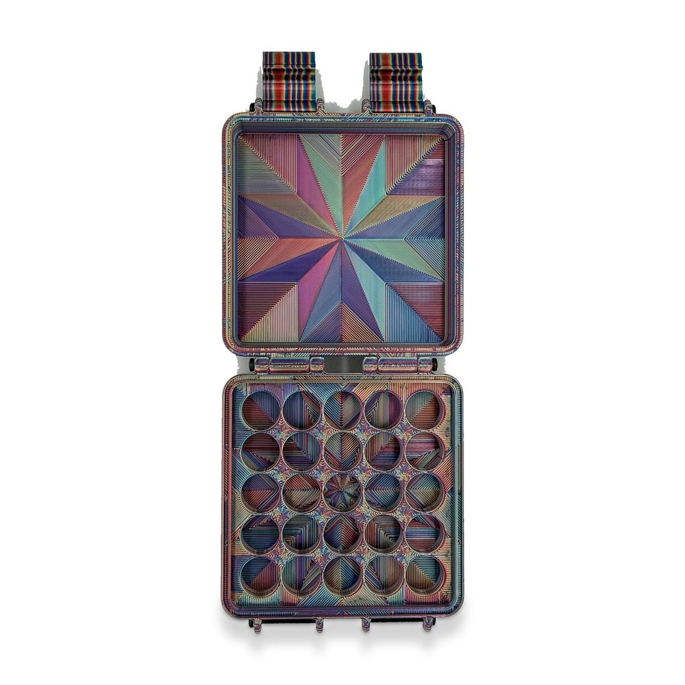 Planitia Corp. Peptide Case for Fridge, 3D Printed Hard Vial Case, 25 Slots, 3 mL Peptide Storage, Psychedelic Lonestar, Fits 16mm Vials, Made in USA