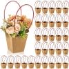Gilprop 30 Packs Bouquet Bag Kraft Paper Flower Gift Bags with Handle Bouquet Bag Box with Waterproof Lining for Birthday Wedding Party Favors (12.5 x 4.9 x 3.1 Inch,Brown) view 1