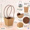 Gilprop 30 Packs Bouquet Bag Kraft Paper Flower Gift Bags with Handle Bouquet Bag Box with Waterproof Lining for Birthday Wedding Party Favors (12.5 x 4.9 x 3.1 Inch,Brown) view 2