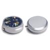 Dinosaur Rocket Pill Box 3 Compartment Travel Pill Organizer 3 Times A Day Cute Mini Pill Case for Purse & Pocket Portable Metal Medicine Box with Mirror Round Daily Medicine Vitamin Container view 3