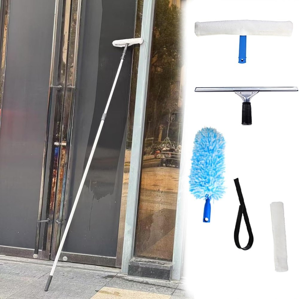 CIRCIR Outside House Large Glass Cleaning Tools, 4m 5m 6m 7m 8m 9m 12m 15m Long Telescopic Window Washing Equipment, for Housekeeping/Office/ 2-3 Floor/Shopping Mall(13ft/4M)