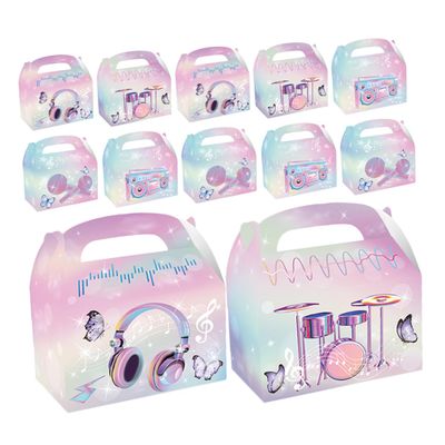 PLAFOPE 12pcs Party Favor Boxes: Music Note and Treat Boxes for Birthday Wedding and 80s Theme Parties Retro and Elegant Atmosphere