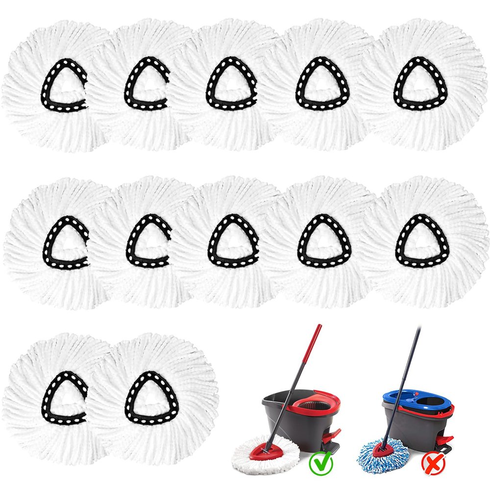 12 Pack Spin Mop Replacement Heads, Mop Replace Head Easywring 1-Tank System, Mop Head Replacement for Hardwood Floor Cleaning, Machine Washable and Easy to Replace