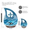 JAGLASH Humming Bird Funeral Urns for Adult Ashes Men and Women - Large Cross Drop Funeral Urn for Ashes Adult Female and Male Cremation 10 Inch - Blue Urn for Daughter and Son view 2