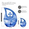 JAGLASH Fishing Urns - Burial Urns for Adult Human Ashes - Funeral Decorative Urn - Large Human Remains Memorial Urn for Women - Blue 10Inch Ash Holder - Pack of 1 view 2