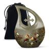 JAGLASH Couple Cardinal Bird Cremation Urn for Human Ashes Adult Mom & Dad - Cross Drop Flowers Urns for Burial - Large Decorative Urns for Adult Male (10 Inch) view 1