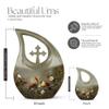 JAGLASH Couple Cardinal Bird Cremation Urn for Human Ashes Adult Mom & Dad - Cross Drop Flowers Urns for Burial - Large Decorative Urns for Adult Male (10 Inch) view 2