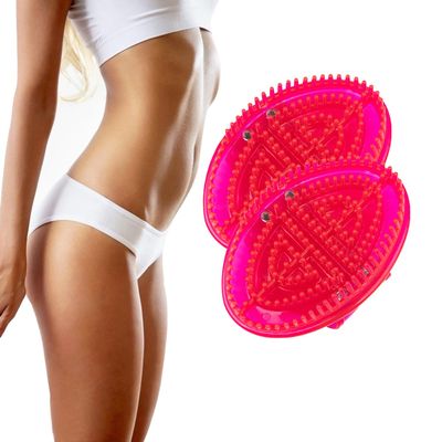 2Pcs Meridian Brush Massage Body, Cepillo De Meridianos para Masajes, Handheld Meridian Brush Massage Body with Flexible Bristles (Red)