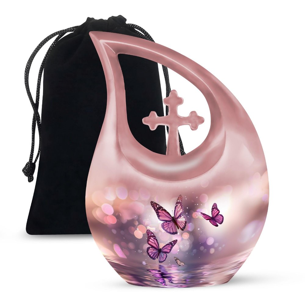JAGLASH Butterfly Urn for Male & Female, Memorial Gift, Cremation Urns for Ashes, Funeral & Burial for Crematorium Home, Large | 10 Inch