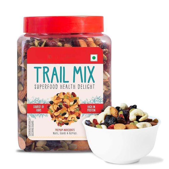 Trail Mix 35.27 ounce , Superfood Health Delight| Premium Nuts, Seeds & Berries Mix California Almonds, Cashews, Black Raisins, American Cranberries, Midde Eastern Dates, Pumpkin Seeds, Green Raisins| Healthy Anytime Snack, High in Protein, Source