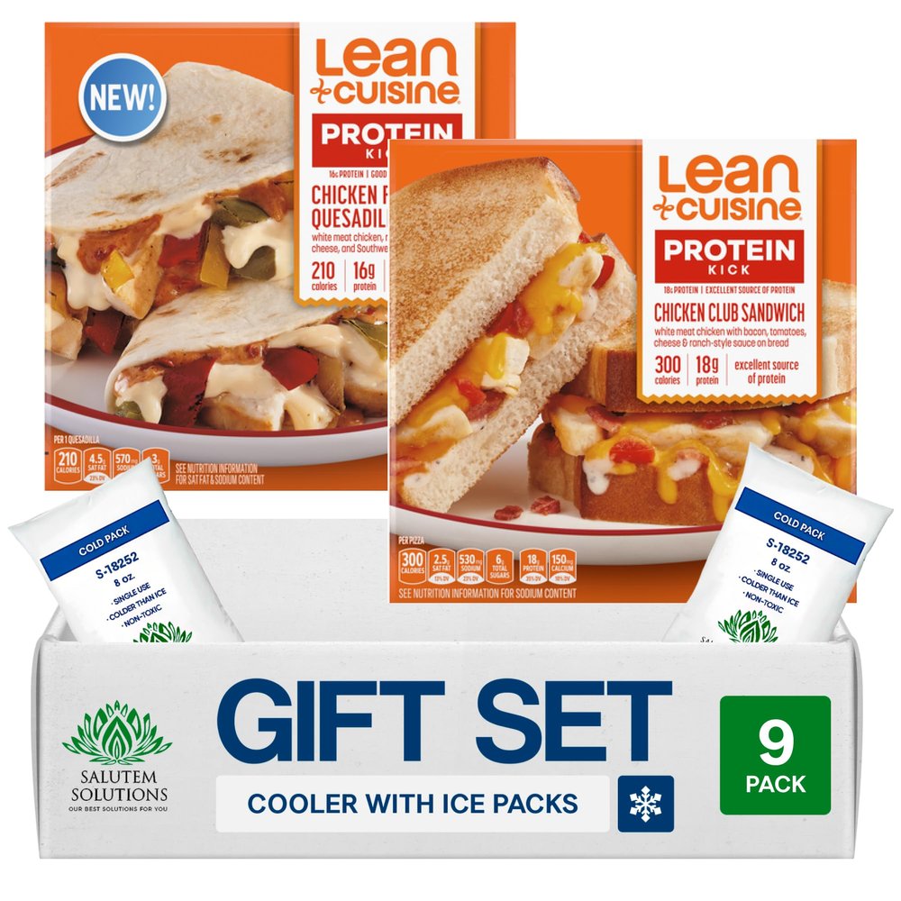 Salutem Vita Chicken Fajita Quesadilla and Chicken Club Panini, Frozen Meal, 8 oz, Gift Set Pack of 18 (9 flavors of each)