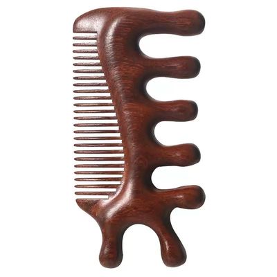 4 in 1 Sandalwood Gua Sha Massager, Scraping Massage Comb, Meridians Tool for Hair, Face, Eye Neck Body Massage