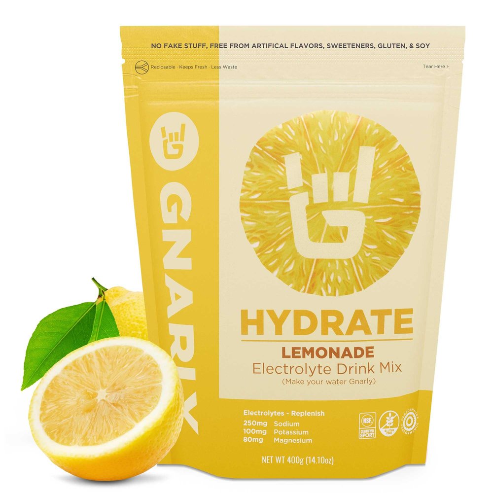 Gnarly Nutrition Hydrate Electrolyte Powder Lemonade Exercise Hydration Drink Mix NSF Sport Certified Electrolyte Solution, Performance & Recovery Lemonade, 14.10 oz