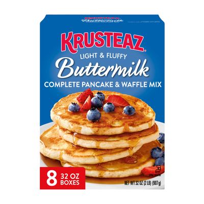Krusteaz Light and Fluffy Buttermilk Complete Pancake Mix, Waffle and Pancake Mix, Just Add Water, 32 oz Box (Pack of 8)