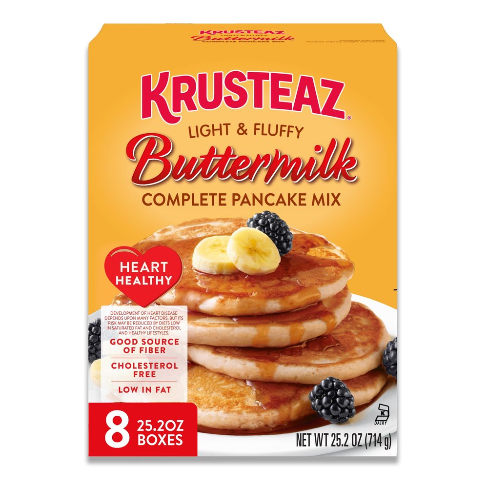 Krusteaz Heart Healthy Buttermilk Pancake and Waffle Mix, Light & Fluffy, 25.2 oz Boxes (Pack of 8)
