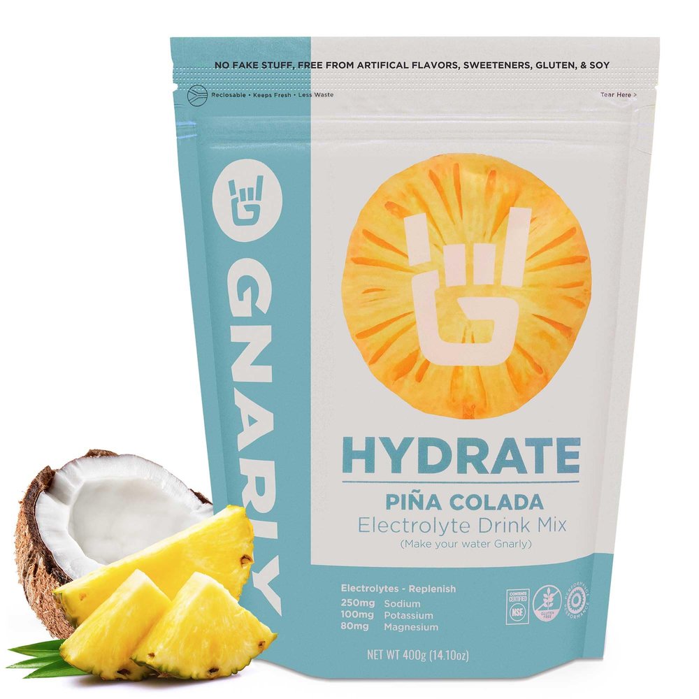 Gnarly Nutrition Hydrate Electrolyte Powder Pina Colada Exercise Hydration Drink Mix NSF Contents Certified Electrolyte Solution, Performance & Recovery Pina Colada, 14.10 oz