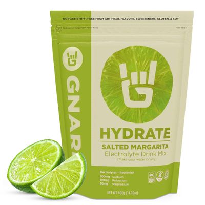 Gnarly Nutrition Hydrate Electrolyte Powder Salted Margarita Exercise Hydration Drink Mix NSF Sport Certified Electrolyte Solution, Performance & Recovery Salted Margarita, 14.10 oz