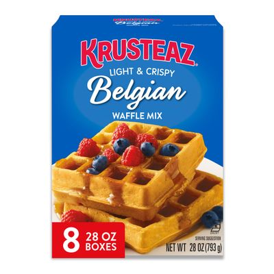 Krusteaz Light and Crispy Belgian Waffle Mix, 28 oz Box (Pack of 8)